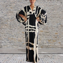 Load image into Gallery viewer, Women's V-Neck Sleeved Printed Dress