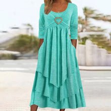 Load image into Gallery viewer, Plain Regular Fit Crew Neck Long Sleeve Casual Midi Dress