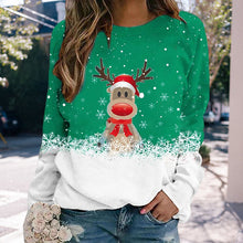 Load image into Gallery viewer, Snowflake Christmas Deer Print Crewneck Sweater