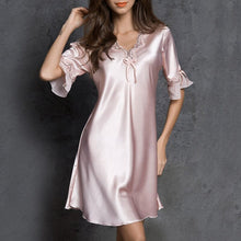 Load image into Gallery viewer, Faux Silk Pajama Dress