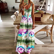 Load image into Gallery viewer, Women's V-neck Print Loose Slip Dress