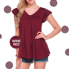 Load image into Gallery viewer, Women's V Neck Pleated Tunic Tops