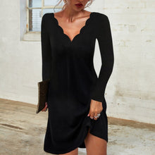 Load image into Gallery viewer, Solid Color Casual Deep V Dress