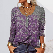Load image into Gallery viewer, Long-sleeved U-neck Top with Buttons