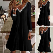 Load image into Gallery viewer, Long-sleeved Dress with V-neckline