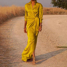 Load image into Gallery viewer, Lapel Tie Long Sleeve Dress