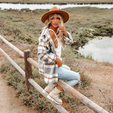 Load image into Gallery viewer, Women's Autumn Winter Long Sleeve Loose Plaid Shirt Coat