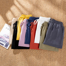 Load image into Gallery viewer, Women's Casual Cotton And Linen Elastic Waist Straight Pants