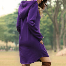 Load image into Gallery viewer, Solid Pocket Long-sleeved Hoody Dress