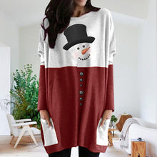 Load image into Gallery viewer, Christmas Snowman Print Long Sleeve Dress