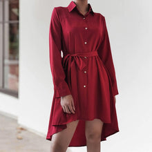 Load image into Gallery viewer, Asymmetric Pleated Casual Shirt Dress