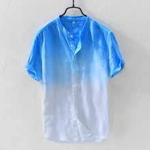 Load image into Gallery viewer, Men's Solid Color Thin Breathable Gradient Collar Cotton Linen Top