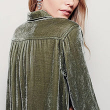 Load image into Gallery viewer, Gold Velvet Shirtdress