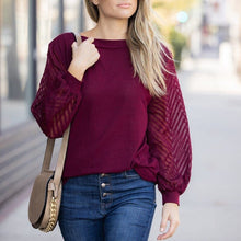 Load image into Gallery viewer, Balloon Sleeve Mesh Top