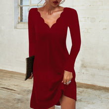 Load image into Gallery viewer, Solid Color Casual Deep V Dress