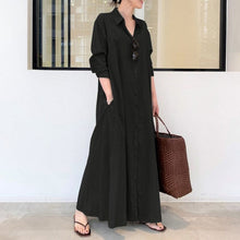 Load image into Gallery viewer, Button Down Solid Long Shirt Dress