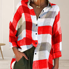 Load image into Gallery viewer, Women's Printed Long-sleeved Shirt Loose Plaid Shirt
