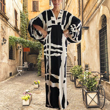 Load image into Gallery viewer, Women's V-Neck Sleeved Printed Dress