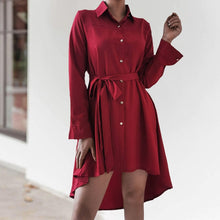 Load image into Gallery viewer, Asymmetric Pleated Casual Shirt Dress