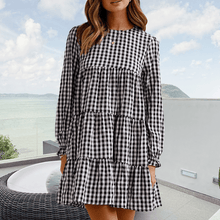 Load image into Gallery viewer, Round Neck Plaid Dress