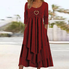 Load image into Gallery viewer, Plain Regular Fit Crew Neck Long Sleeve Casual Midi Dress