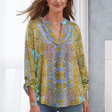 Load image into Gallery viewer, Printed Long Sleeve V Neck Casual T-Shirt