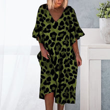 Load image into Gallery viewer, Leopard Print V-Neck Loose Dress