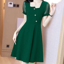 Load image into Gallery viewer, Square Neck Mesh Short Sleeve Dress
