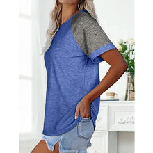 Load image into Gallery viewer, Loose Round Neck Raglan Sleeve Contrast T-shirt