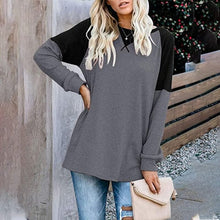Load image into Gallery viewer, Round Neck Long Sleeve Color Block T-Shirt