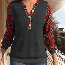 Load image into Gallery viewer, Sweater with Checkerboard Pattern and Buttons