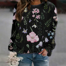 Load image into Gallery viewer, Floral Crew Neck Long Sleeves Sweatshirts