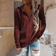 Load image into Gallery viewer, Stripe Casual Women's Hoodies Loose Knitwear Zipper Cardigan