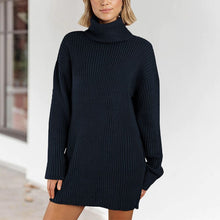 Load image into Gallery viewer, Women's Turtleneck Knit Long Sleeve Chunky Loose Sweater Dress