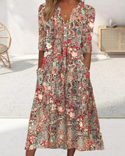 Load image into Gallery viewer, Printed V-neck slip pocket dress