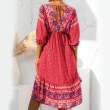 Load image into Gallery viewer, V Neck Open Back Irregular Dress