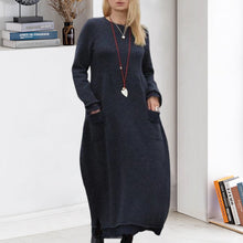 Load image into Gallery viewer, Long Crew Neck Pullover Knit Dress