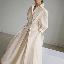 Load image into Gallery viewer, Women's Solid Pocket Button Lapel Long Sleeve Maxi Shirt Casual Dress