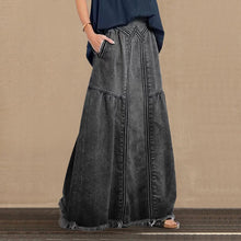 Load image into Gallery viewer, Women Distressed Solid Color Elastic Waist Loose Denim Skirt