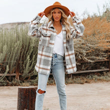 Load image into Gallery viewer, Women's Autumn Winter Long Sleeve Loose Plaid Shirt Coat