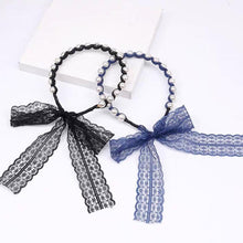 Load image into Gallery viewer, Pearl Lace Streamer Headband