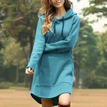 Load image into Gallery viewer, Solid Pocket Long-sleeved Hoody Dress