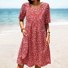 Load image into Gallery viewer, Floral Crew Neck Beach Dress
