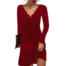 Load image into Gallery viewer, Solid Color Casual Deep V Dress