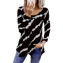 Load image into Gallery viewer, Striped Print Loose Long Sleeve T-Shirt