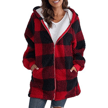 Load image into Gallery viewer, Hoodie Plaid Loose Overcoat