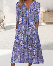 Load image into Gallery viewer, Printed V-neck slip pocket dress