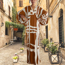 Load image into Gallery viewer, Women's V-Neck Sleeved Printed Dress