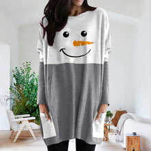 Load image into Gallery viewer, Christmas Snowman Print Long Sleeve Dress