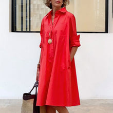 Load image into Gallery viewer, Loose Shirt Dress With Pockets